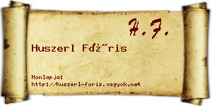 Huszerl Fóris névjegykártya